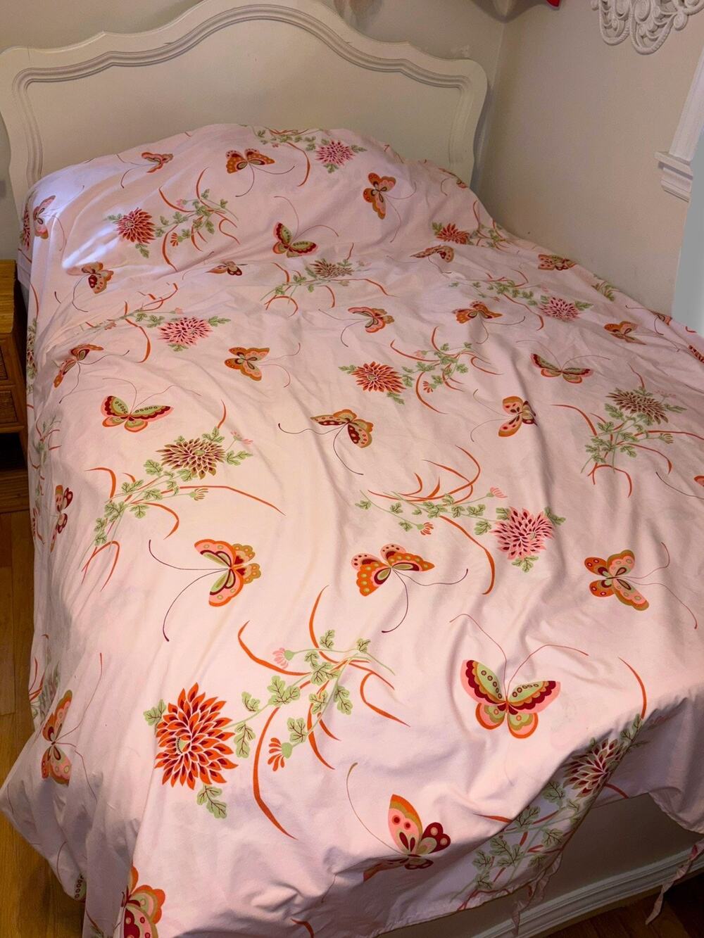 Vintage 70s Cannon Gold Label Chloe Full Queen Duvet Cover Butterfly Floral Pink
